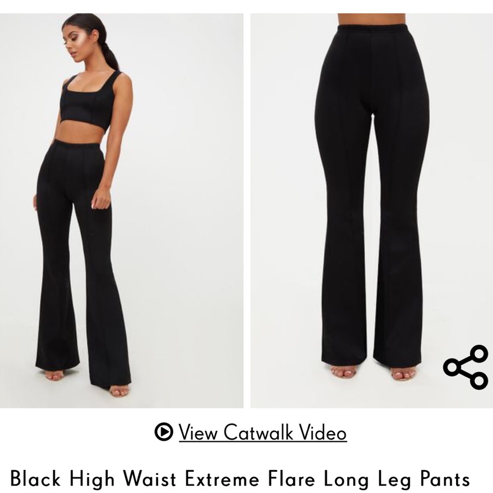 PLT Black High Waist Extreme Flare Long Leg Pants